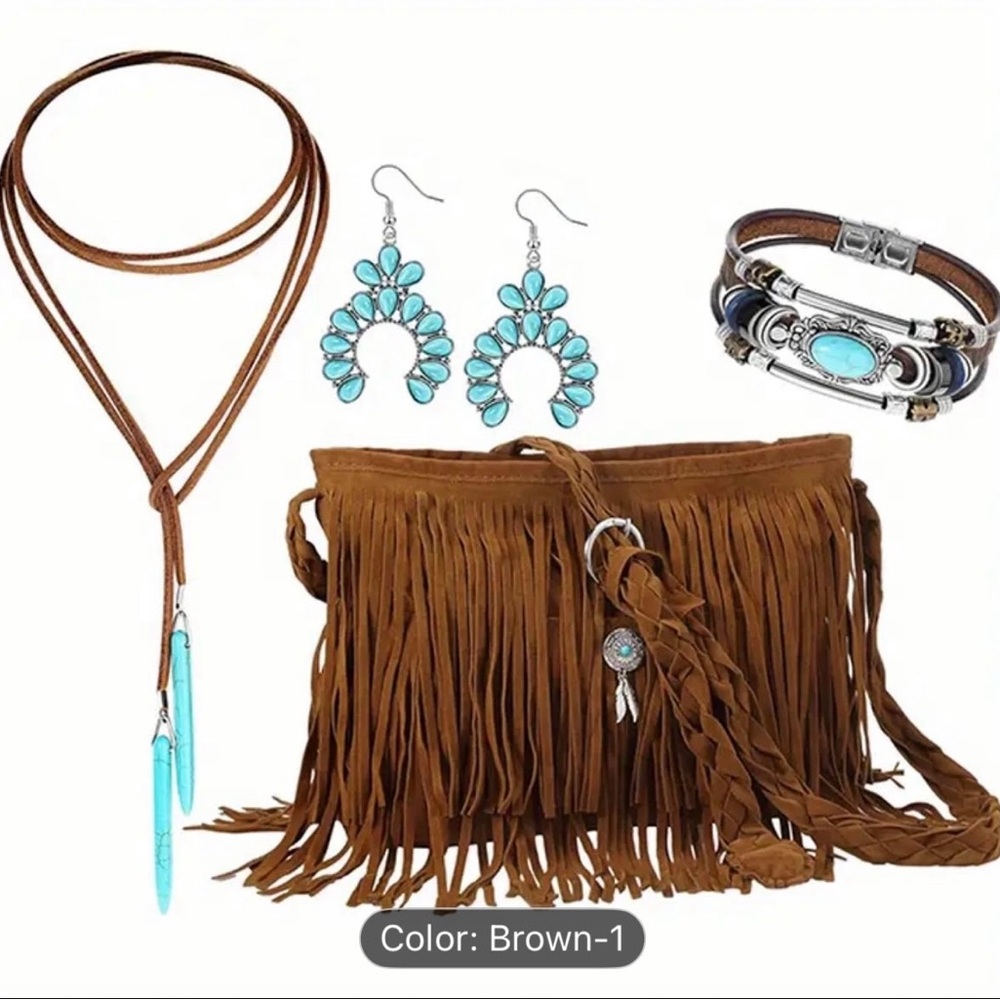 Fringe Brown Crossbody Bag